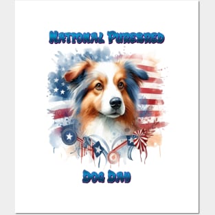 Collie Dog with American Flag Posters and Art